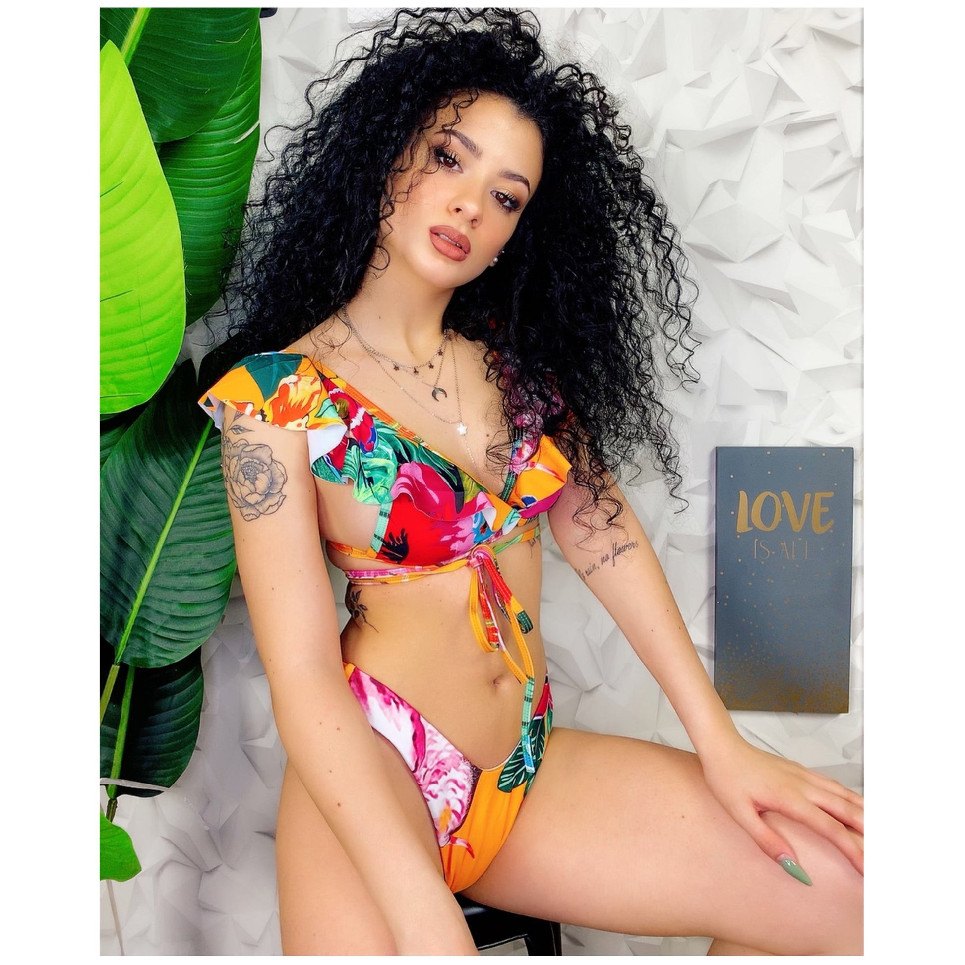 Bikini Formentera due pezzi floreale arancio