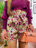 Short a fiori base bianca con fiocco