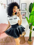 Short in ecopelle black con borchie