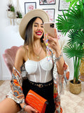 Kimono base chiara dettaglio arancio