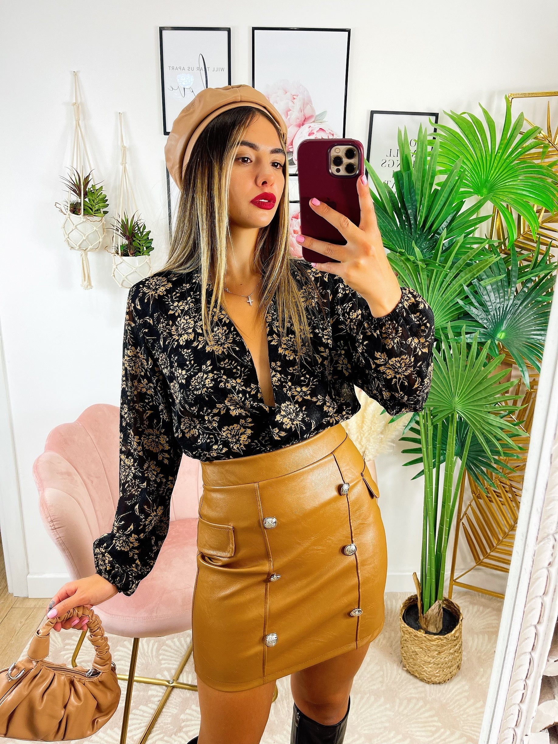 Body con fiori base nera