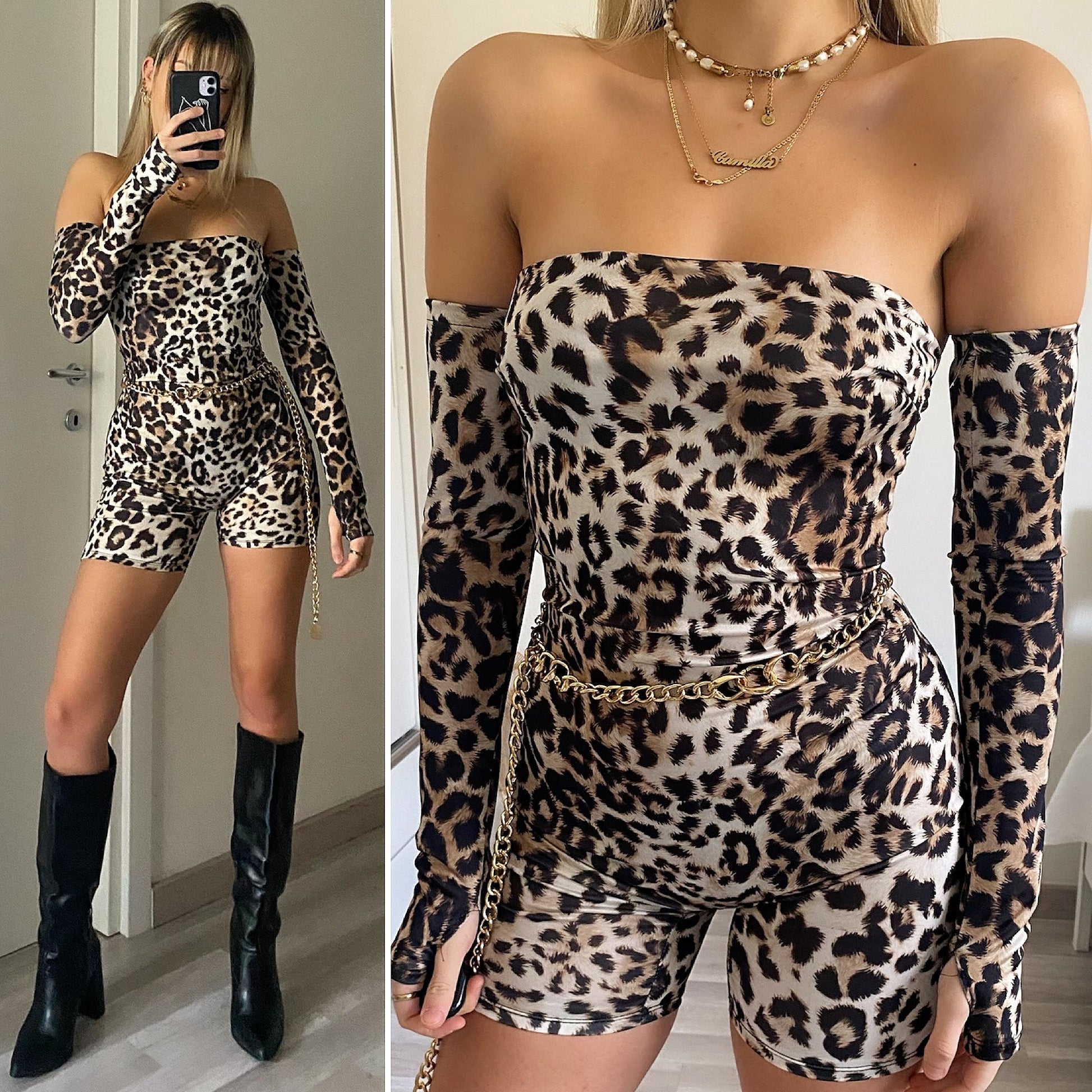 Tutina animalier con manicotti