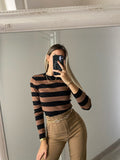 Maglioncino a righe Nero Camel