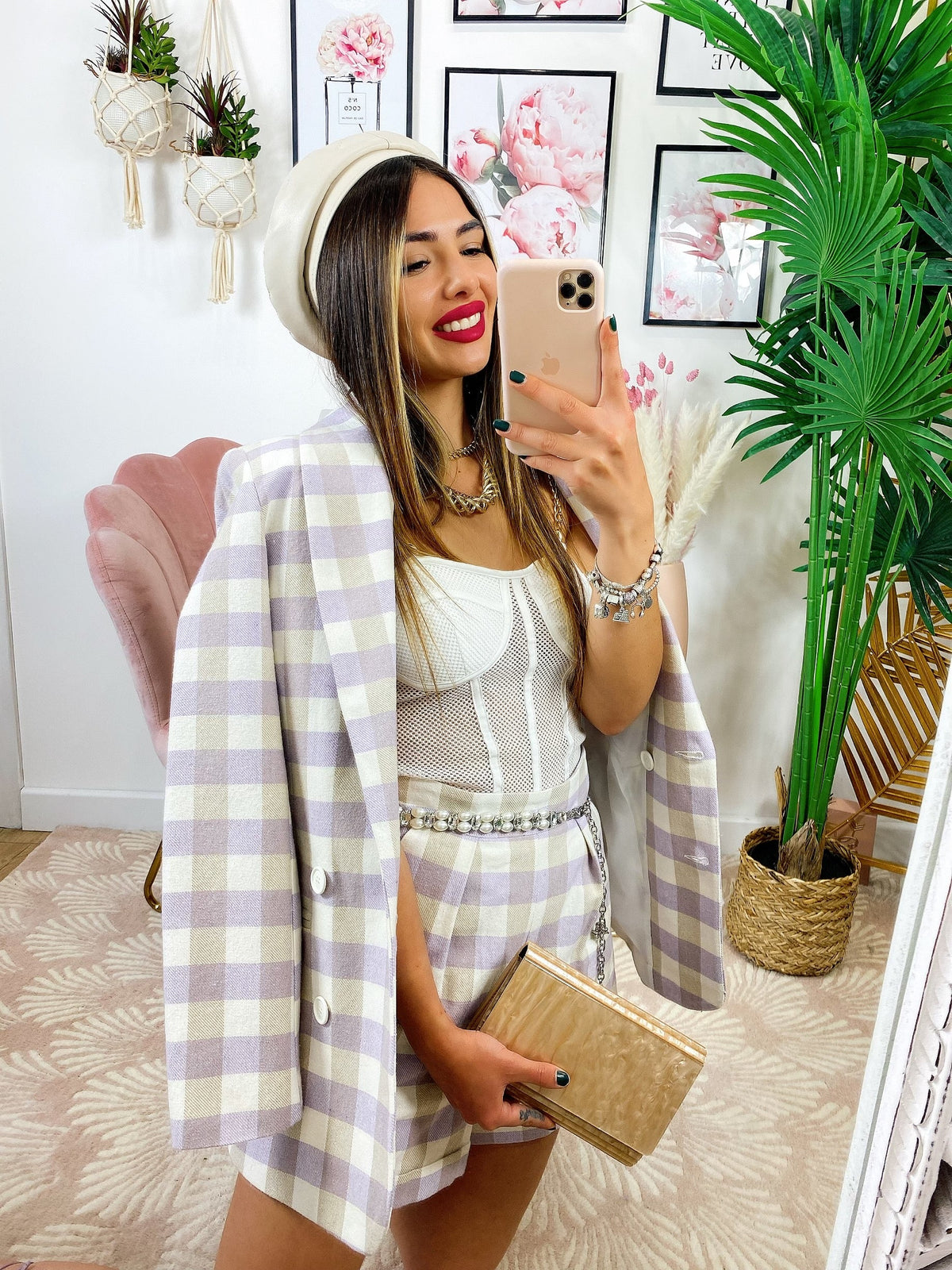 Completo giacca e short Lilla
