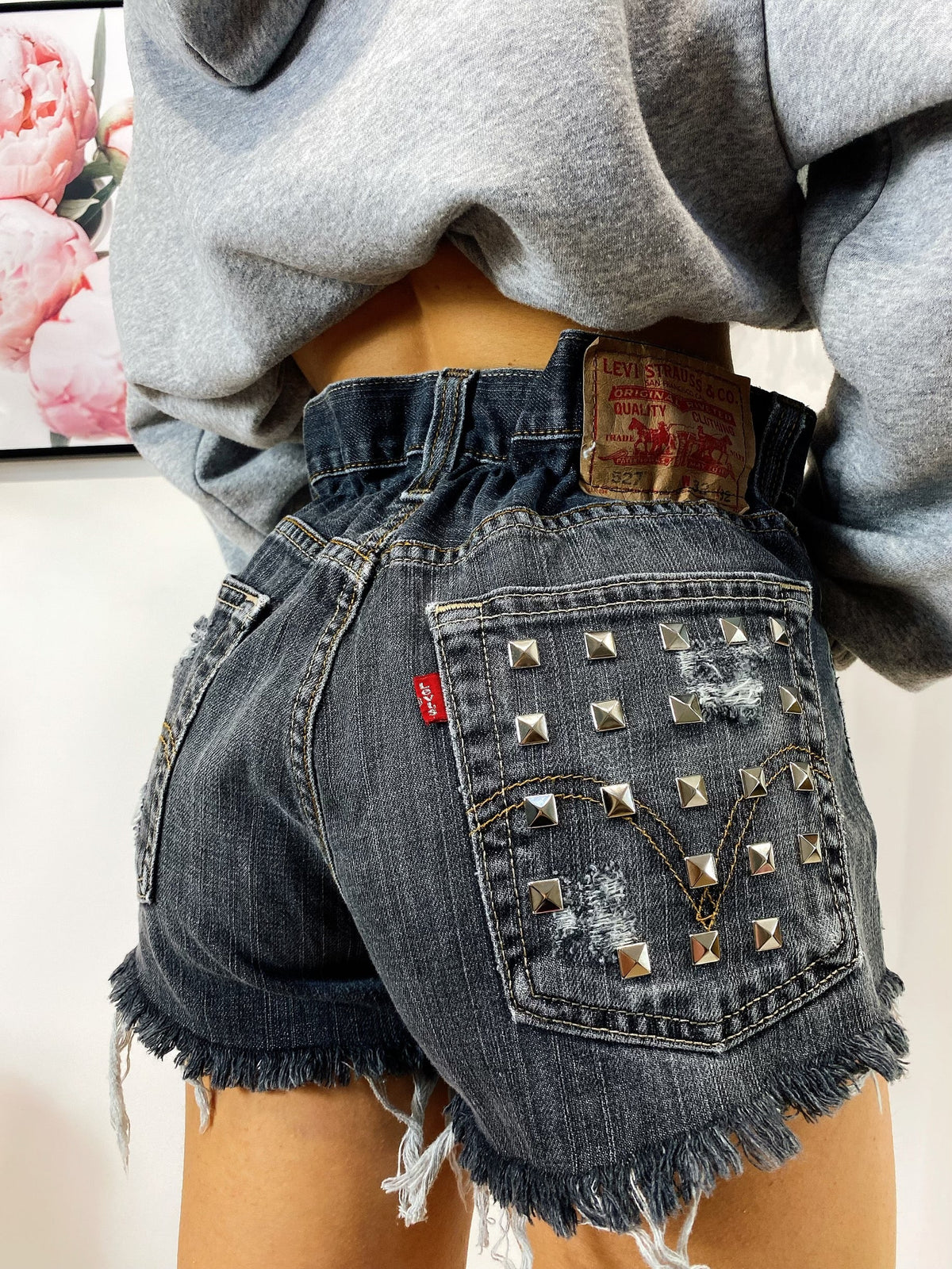 Short Levi’s Vintage con Borchie bagno grigio scuro