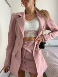 Completo giacca e gonna bottoni oro rosa