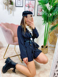 Completo Short e giacca a righe Nero
