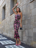 Abito a fascia military Fuxia