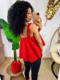Top in cotone rosso