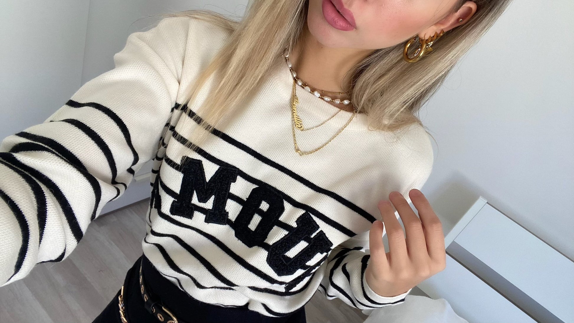 Maglione Amour bianco e nero