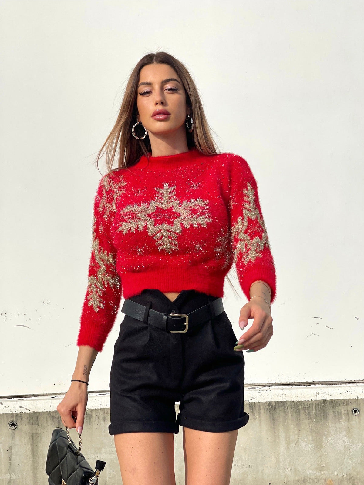Maglioncino fiocco di neve Rosso