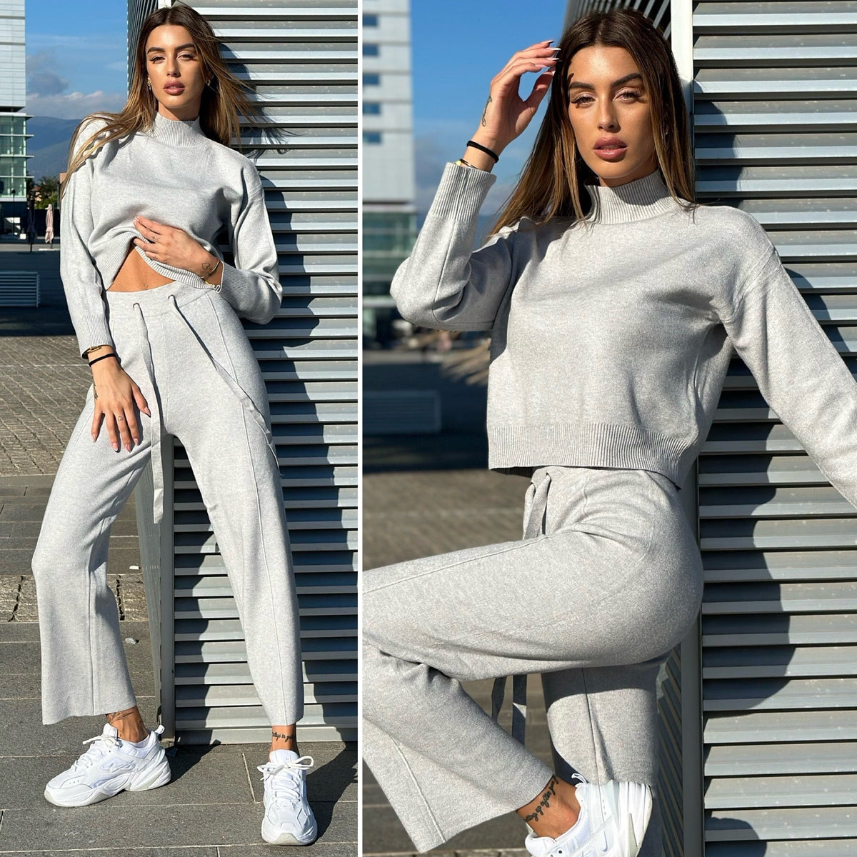Completo Maglia e pantalone quality grigio polvere