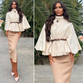 Cappa panna con cintura Camel