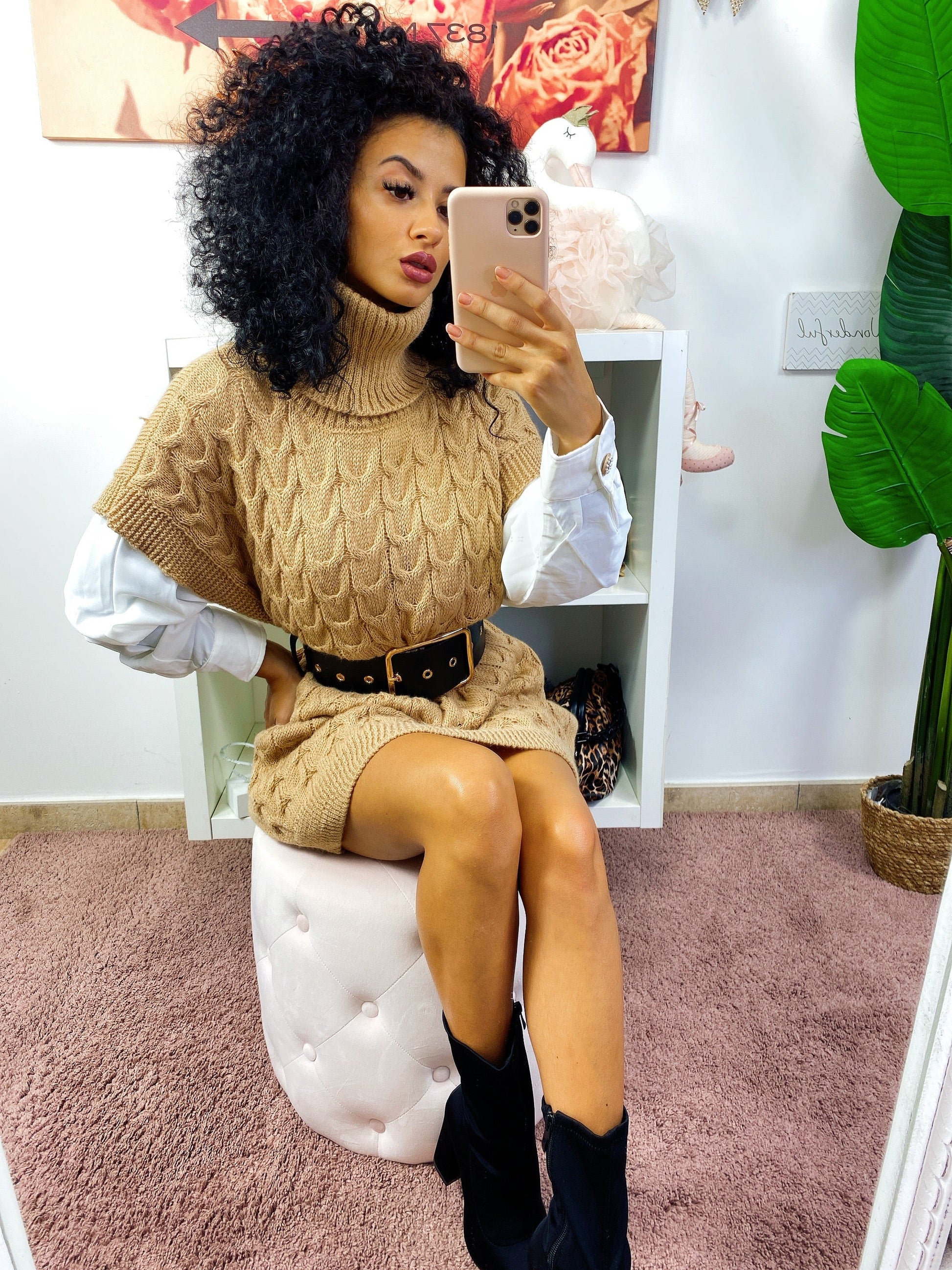 Abito in maglia Camel smanicato