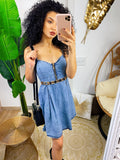 Abito in jeans con gonna a ruota