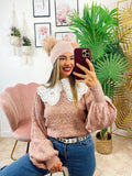 Maglione rosa collo a Camicetta rosa