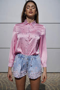 Camicia rosa con strass