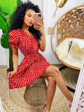 Abito a cuori rosso con cintura
