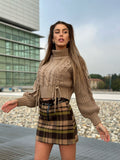 Gonna in tweed dettaglio pistacchio
