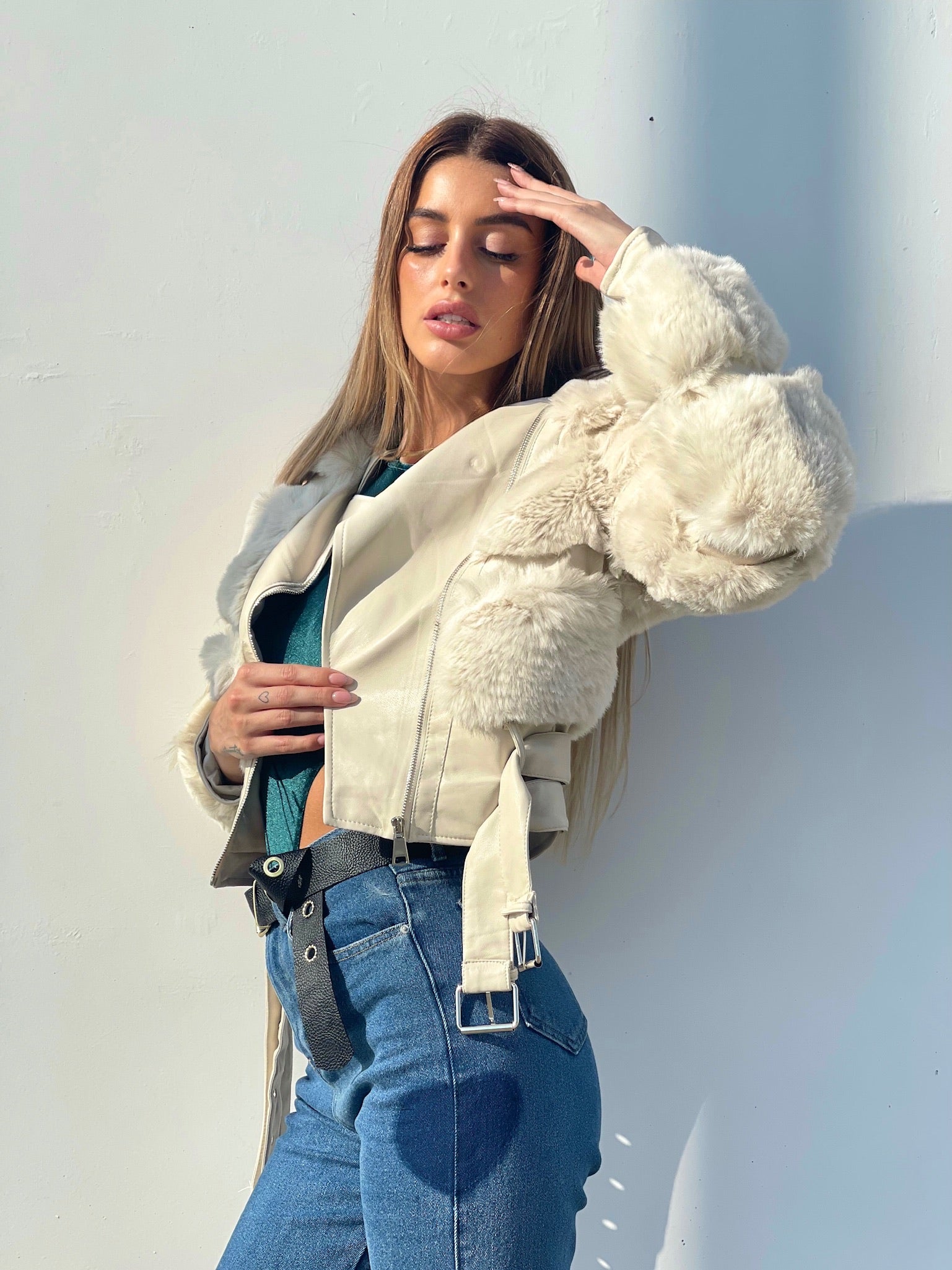 Giaccone beige con pelo morbidissimo