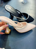 Tacchi in raso con strass Rosa