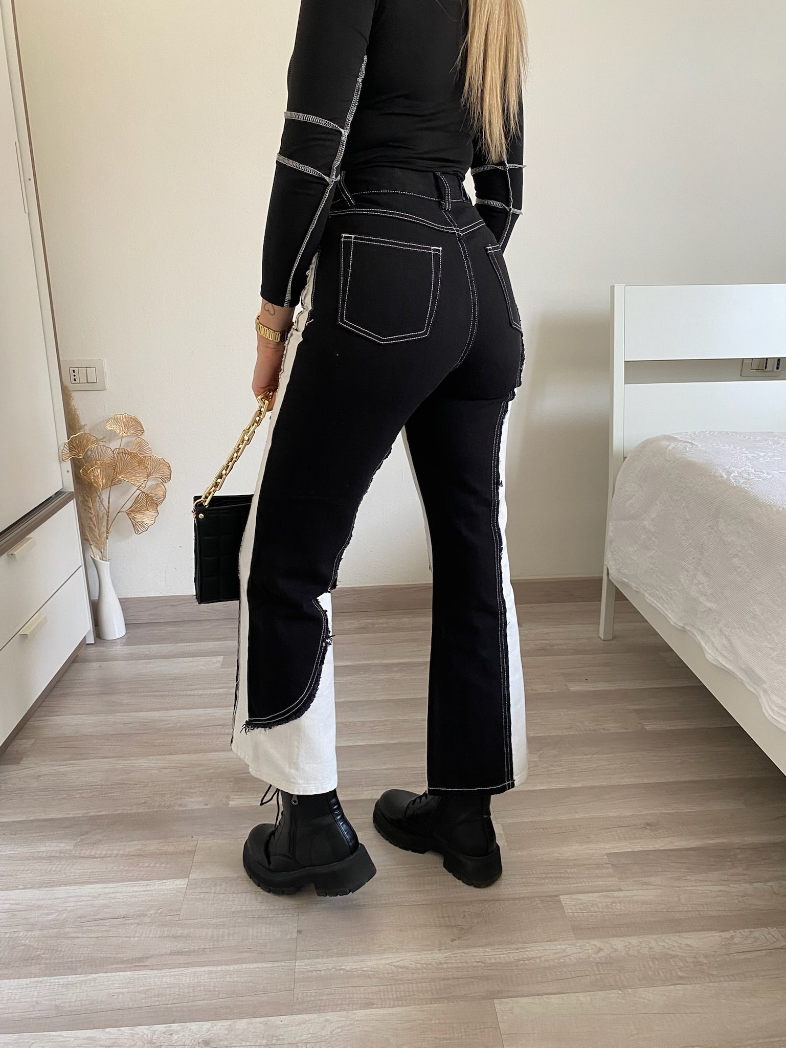 Jeans bianco nero