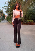 Pantalone a zampa con spille