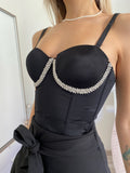 Corpino nero con strass