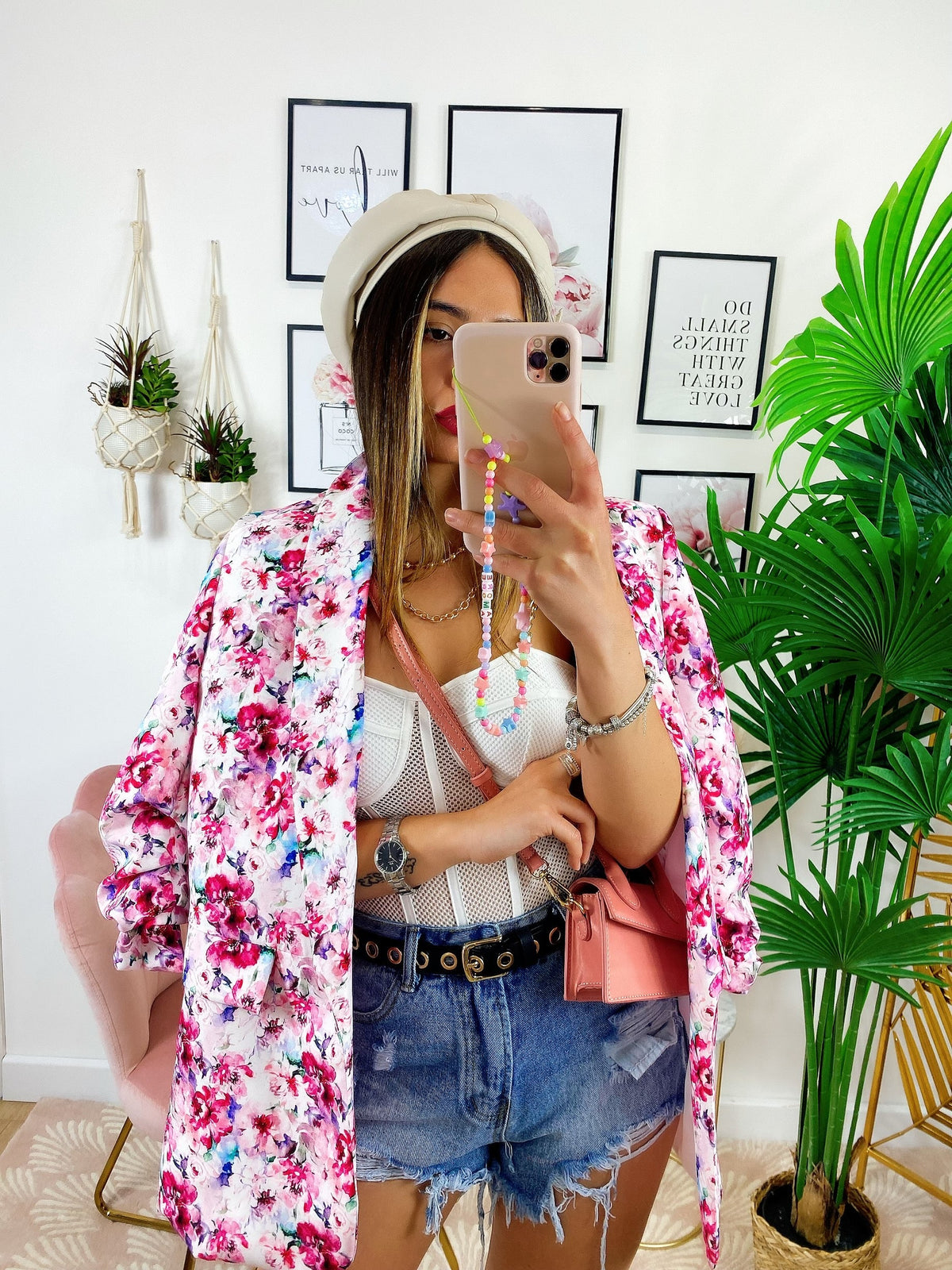 Giacca a fiori fuxia