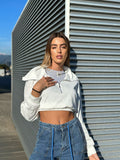 T-shirt più felpa crop bianco