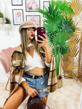 Giacca a quadri Marrone e beige