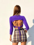 Gonna in tweed dettaglio viola