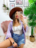 Kimono effetto bandana lilla