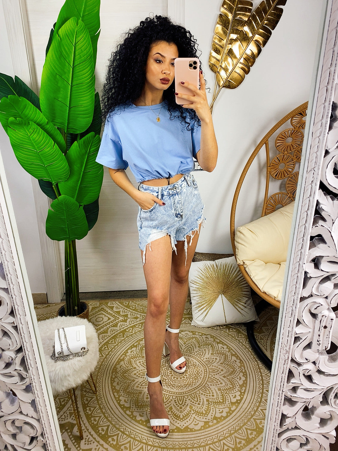 Maglia a top crop carta da zucchero con elastico