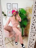 Completo maglia e pantalone largo rosa