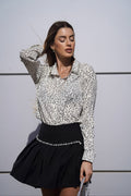 Camicia bianco nera  con strass