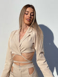 Completo top e pantalone beige