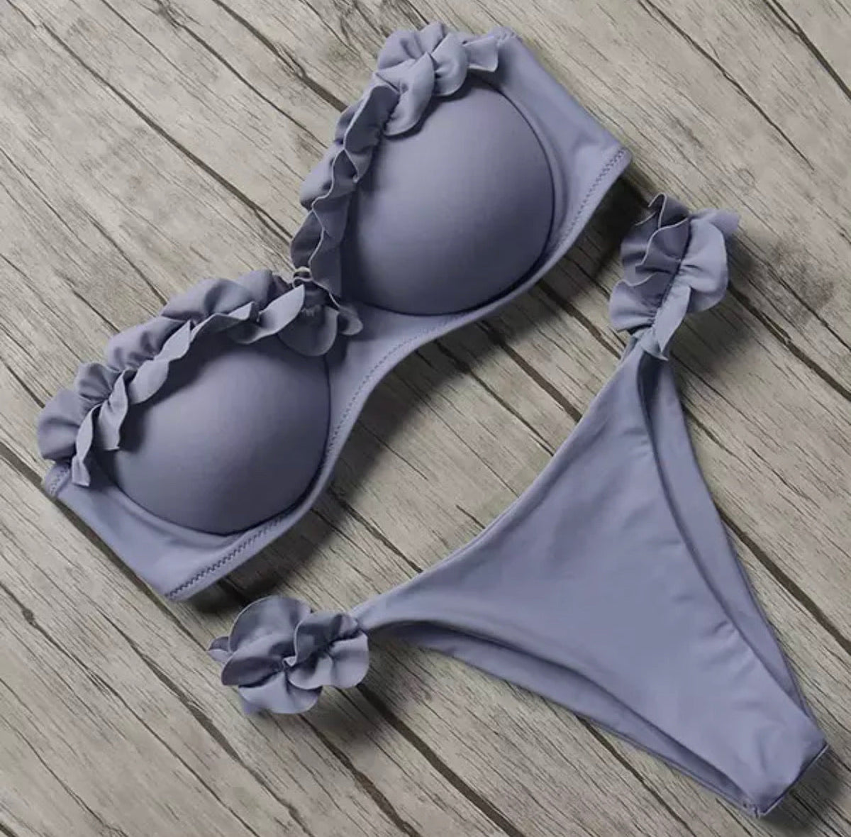 Bikini push up con top rouge floreale