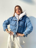 Giubbotto jeans con eco-pelo