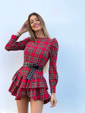 Abito scozzese con balze