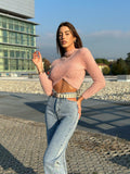 Maglioncino morbidissimo choker cipria