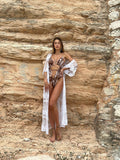 Pareo/kimono lungo in pizzo bianco