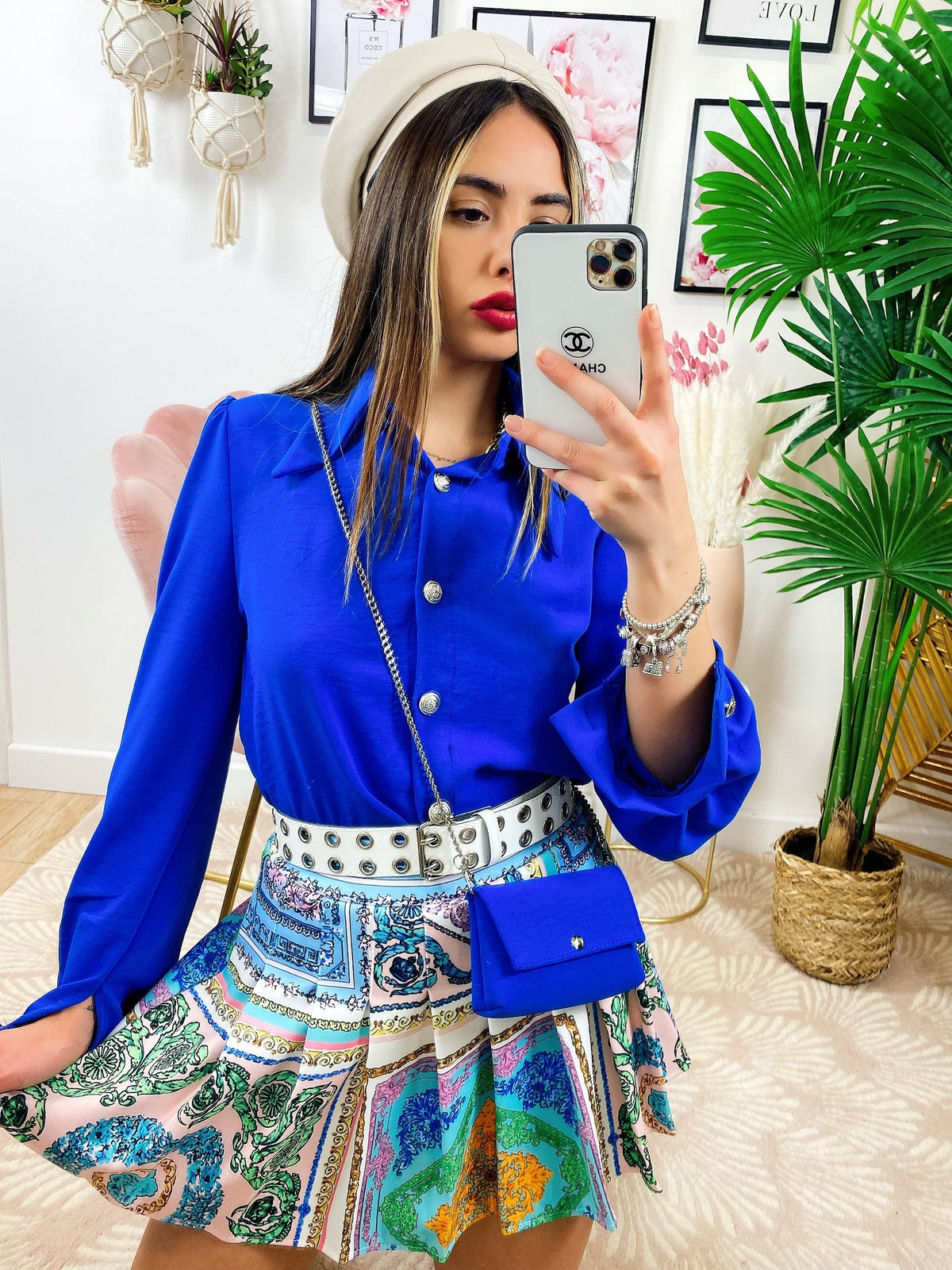 Camicia con bottoni blu