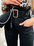Jeans boyfriend nero con cintura compresa