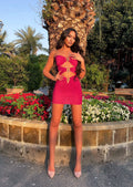 Abito lurex corto Fuxia glitter