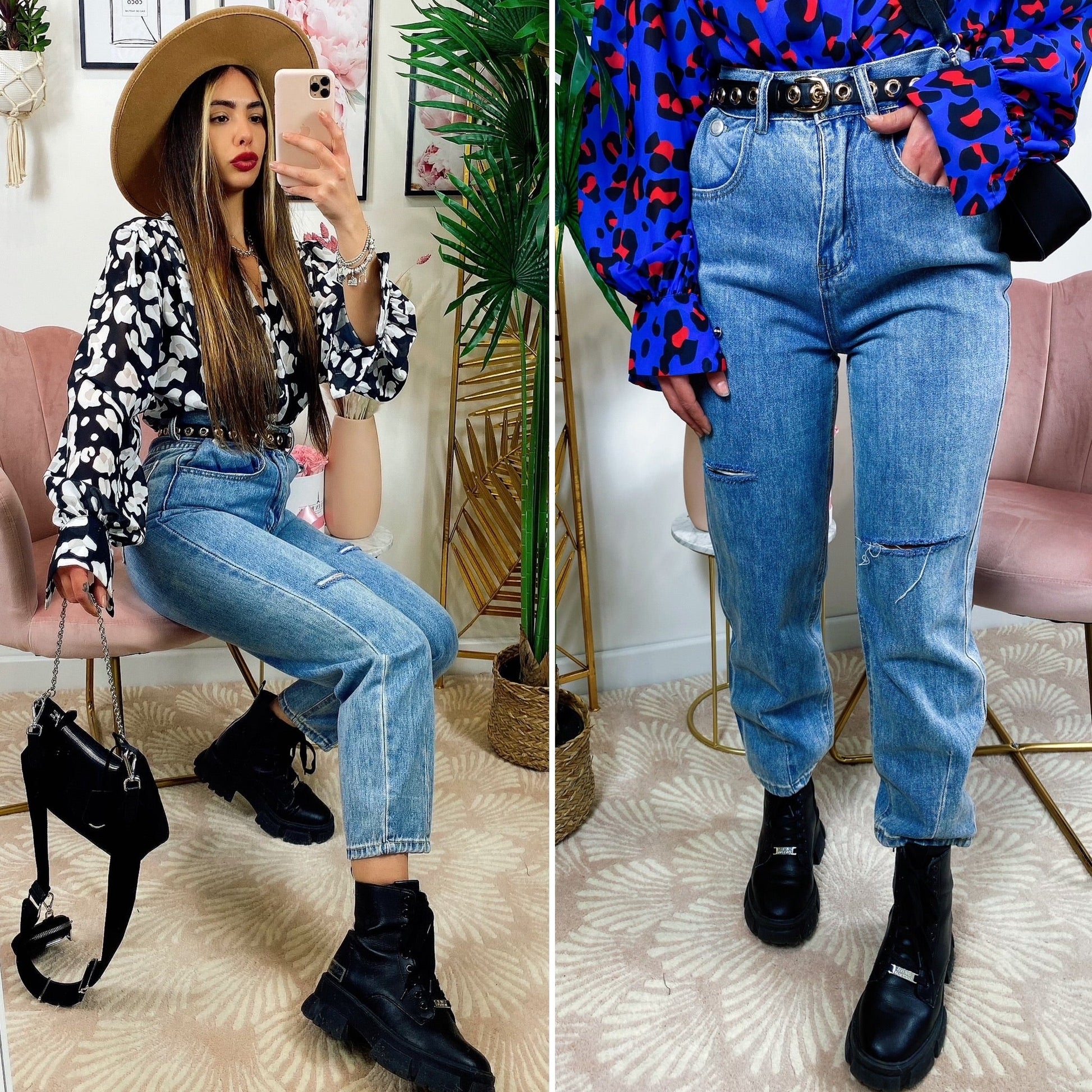 jeans ampio con strappi