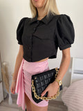 Camicia crop nera