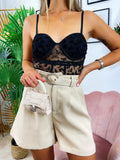 Body con trasparenze nude a fiori