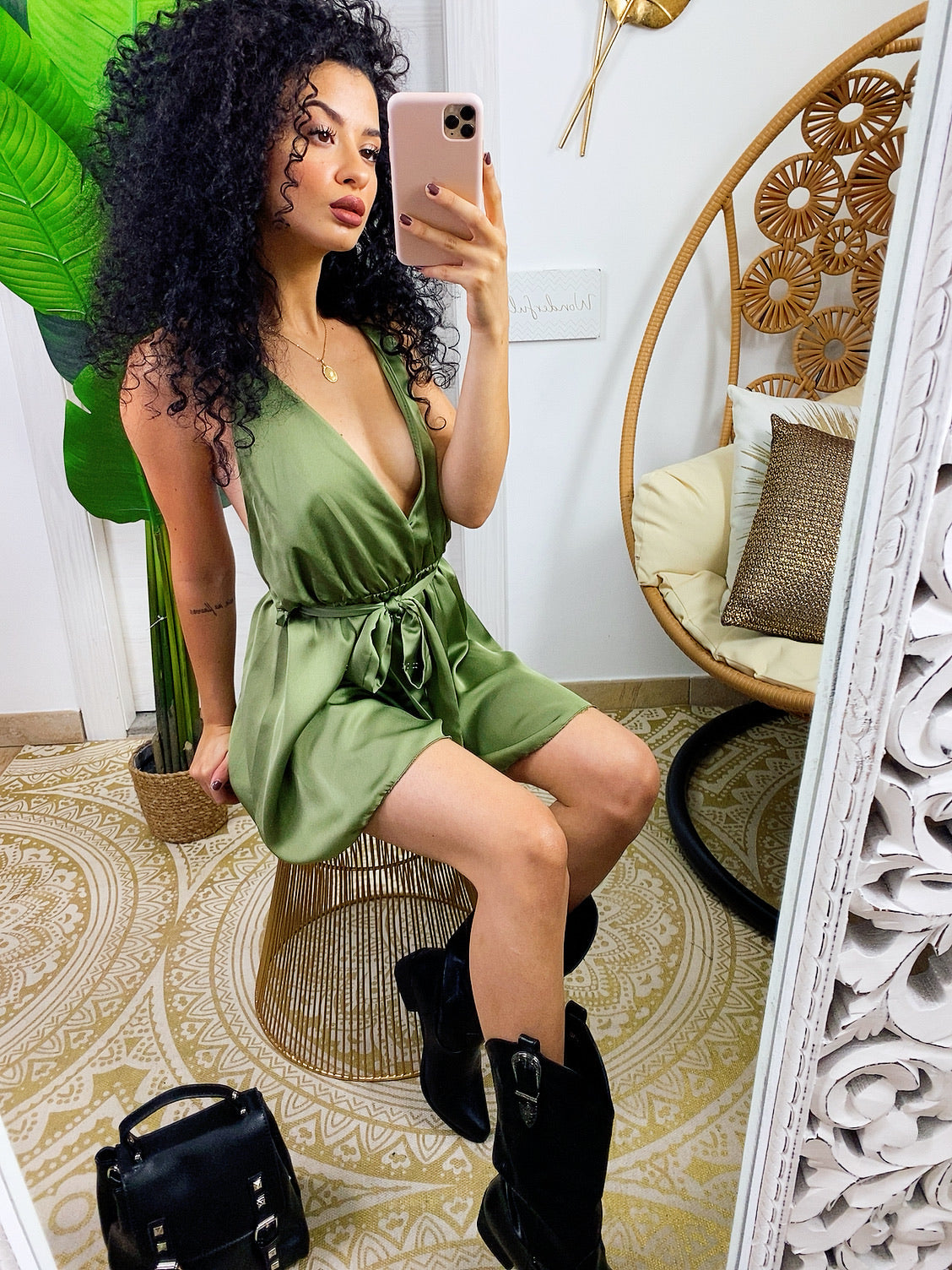 Tutina gioia satin verde militare