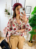 Camicia fiorata con ricami base bianca